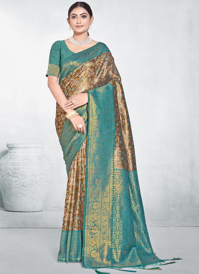 Silk Sky Blue Festival Wear Weaving Saree